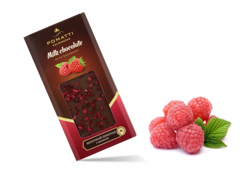 Milk chocolate with raspberries